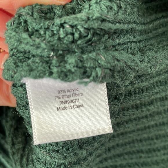 a.n.a Crewneck Knit Beaded Hunter Green Sweater Long Sleeves Blouse NWOT - Picture 6 of 9